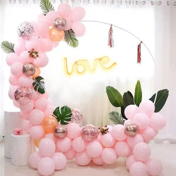 Pastel Pink Theme Styling Balloon Garland Setup